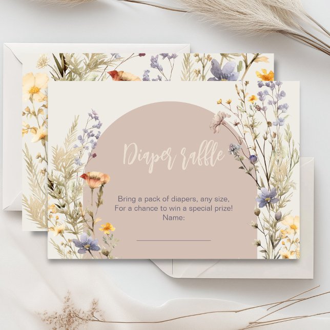 Wildflowers meadow elegant boho baby shower enclosure card (Little wildflower baby shower invitation rustic boho watercolor botanical meadow, baby in bloom)