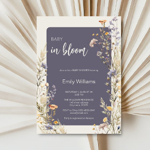 Wildflowers meadow elegant boho baby shower invitation