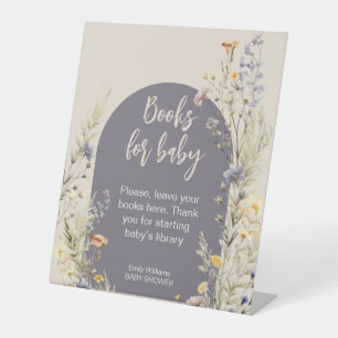 Wildflowers meadow elegant boho baby shower pedestal sign
