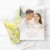 Wildflowers Meadow Elegant Romantic Wedding Photo