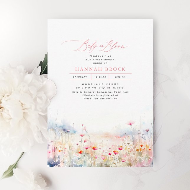 Wildflowers Meadow Elegant Summer Baby Shower Invitation (Creator Uploaded)