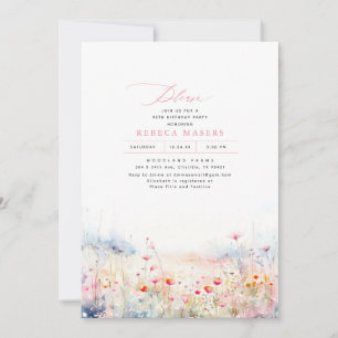 Wildflowers Meadow Elegant Summer Birthday Party Invitation