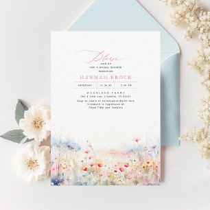 Wildflowers Meadow Elegant Summer Bridal Shower Invitation