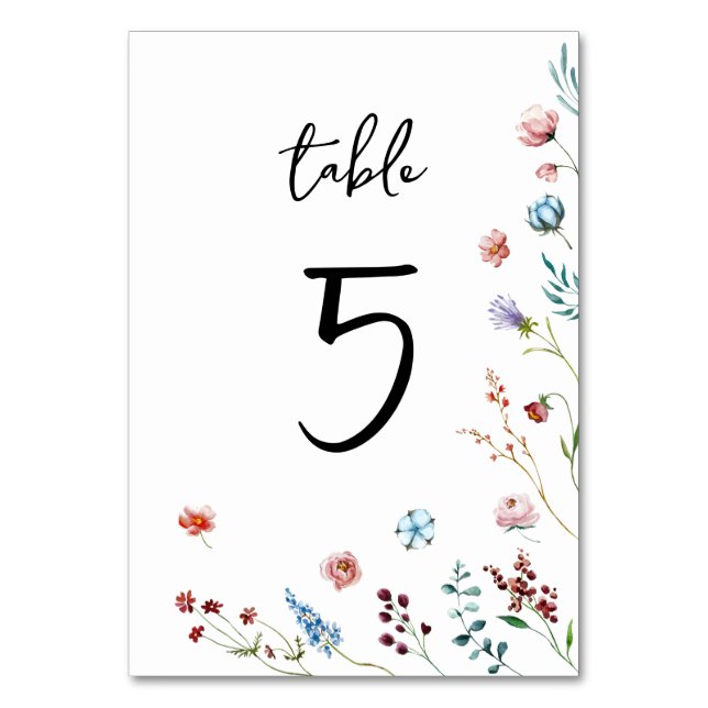 Wildflowers Meadow table number (Front)