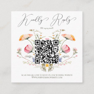 Wildflowers Meadow Wedding Budget QR Code Rsvp Enclosure Card