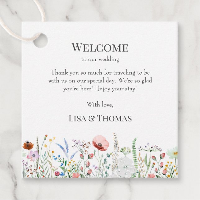 Wildflowers Meadow Wedding Welcome Gift Tag (Front)