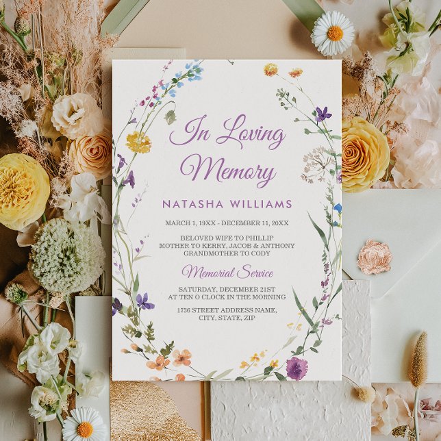 Wildflowers Memorial Announcement Service Invite (Creator Uploaded)