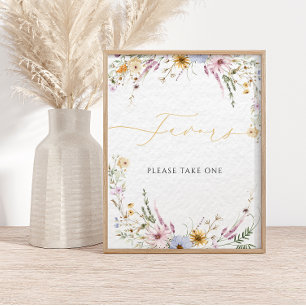 Wildflowers Modern Calligraphy Favours  Poster
