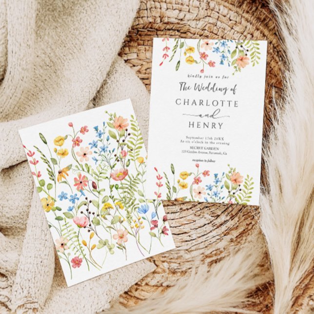  Wildflowers Modern Elegant Rustic Wedding  Invitation (Creator Uploaded)