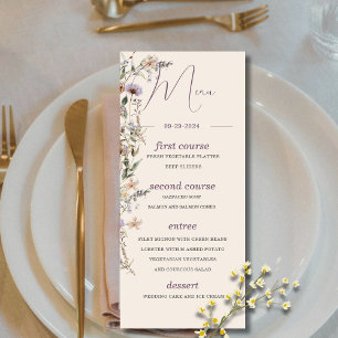 Wildflowers Modern Monogram Wedding Menu
