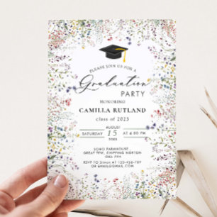 Wildflowers Modern Photo Graduation Party  Invitation