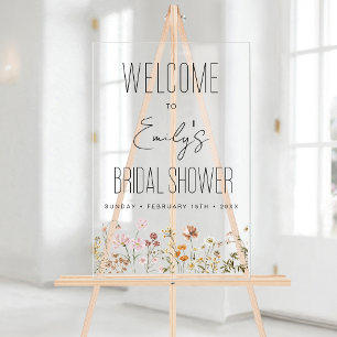 Wildflowers Modern Script Wedding Welcome Elegant Acrylic Sign