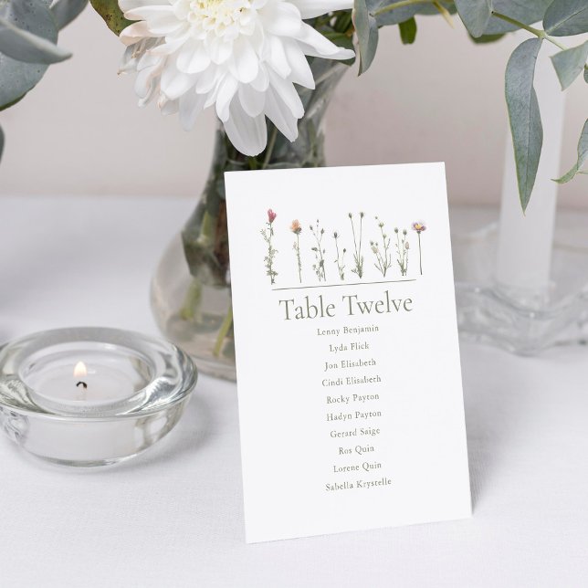 Wildflowers modern Seating Chart Invitation (Wedding reception Wild Flowers Seating Chart)