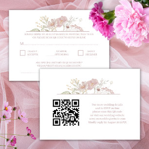 Wildflowers Modern White Wedding QR Code RSVP Enclosure Card