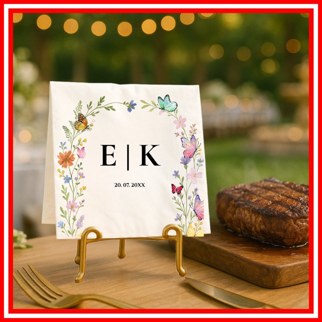 Wildflowers Monogram | Boho Wedding Napkin (Creator Uploaded)