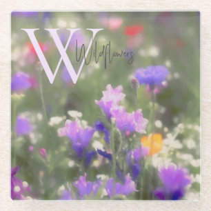 Wildflowers Monogram Glass Coaster