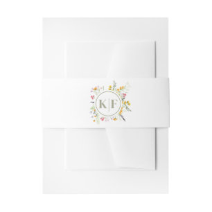 Wildflowers Monogram Wedding Invitation Belly Band
