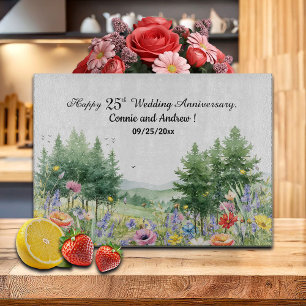 Wildflowers Mountains 25th Wedding Anniversary Cutting Board