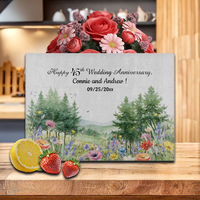 Wildflowers Mountains 45th Wedding Anniversary  Cutting Board (Creator Uploaded)