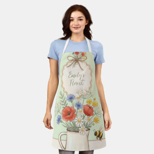 Wildflowers Name Florist Mint Green Apron