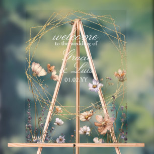 Wildflowers Natural Botanical Florals Wedding Acrylic Sign