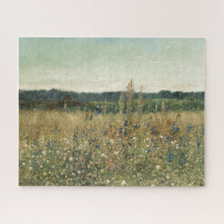 Wildflowers. Oil on Canvas. Vintage meadow Jigsaw Puzzle