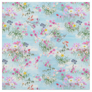 Wildflowers on a Blue Sky Fabric