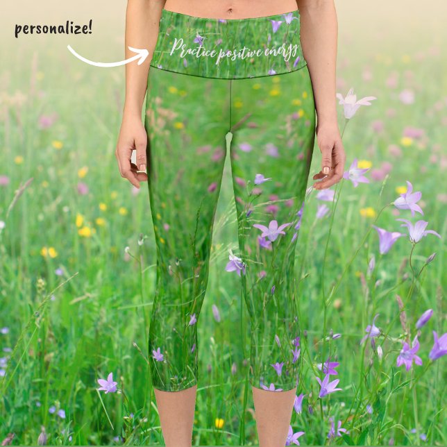 Wildflowers on a meadow customisable capri leggings (Creator Uploaded)
