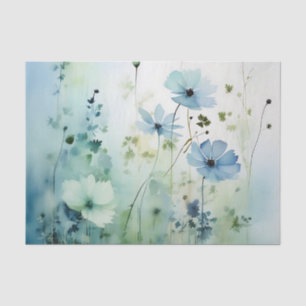 Wildflowers On A Soft Blue Watercolor Tissue Paper