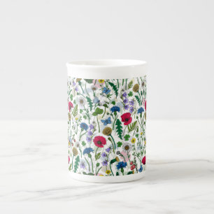 Wildflowers on black bone china mug