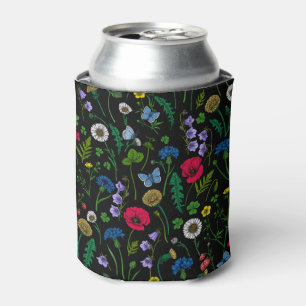 Wildflowers on black can cooler
