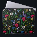 Wildflowers on black laptop sleeve<br><div class="desc">Hand-painted collection of various wild flowers.</div>