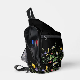 Wildflowers On Black Sling Bag
