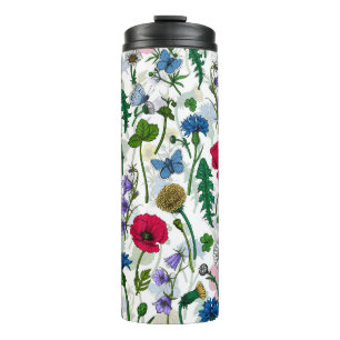 Wildflowers on black thermal tumbler