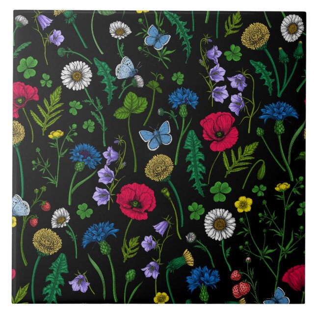 Wildflowers on black tile (Front)