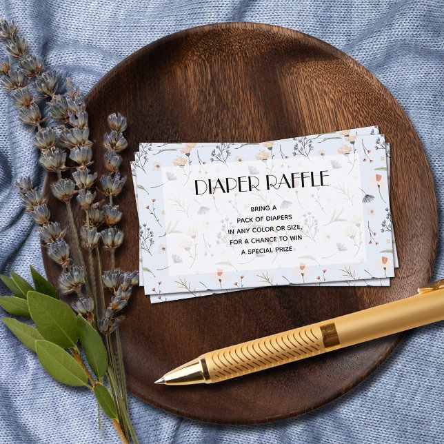 Wildflowers on Blue Boy Baby Shower Diaper Raffle Enclosure Card (Wildflowers on Blue Diaper Raffle Boy Baby Shower Enclosure Cards)