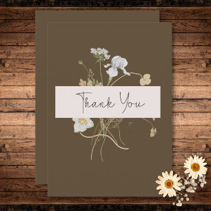Wildflowers on Brown Wedding Thank You Card