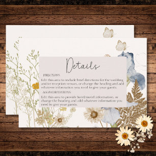 Wildflowers on Cream Wedding Details Enclosure Card