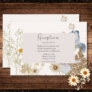 Wildflowers on Cream Wedding Reception Enclosure Card