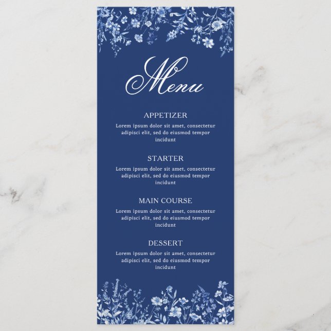 Wildflowers on French Blue Menu (Front)