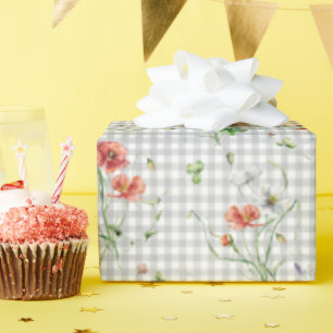 Wildflowers On Gingham Wrapping Paper
