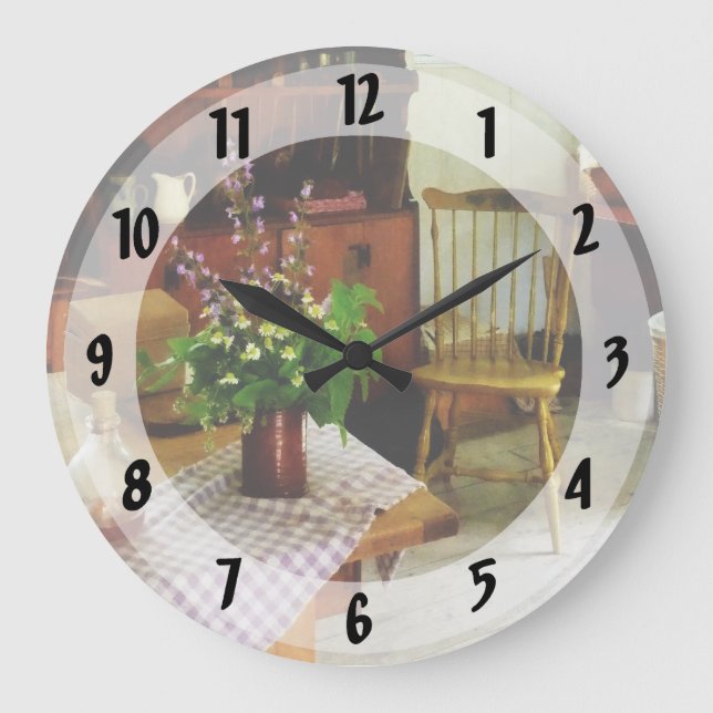 Wildflowers on Kitchen Table Large Clock (Front)