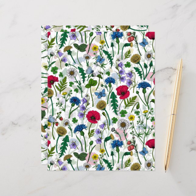 Wildflowers on off white (Front/Back In Situ)