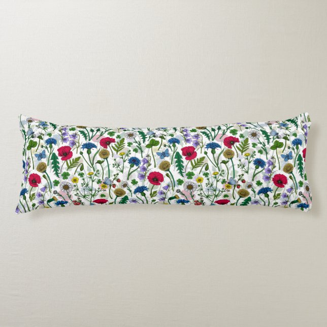 Wildflowers on off white body cushion (Front)