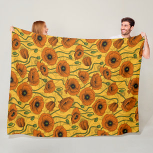 Wildflowers on off white fleece blanket