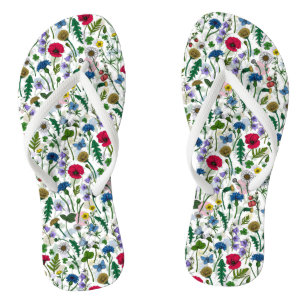 Wildflowers on off white jandals