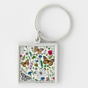 Wildflowers on off white keychain
