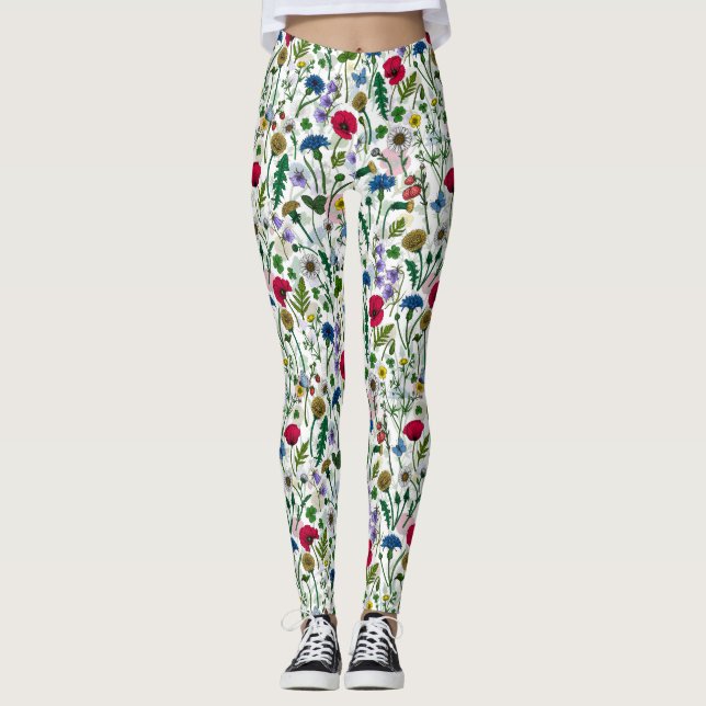 Wildflowers on off white leggings (Front)