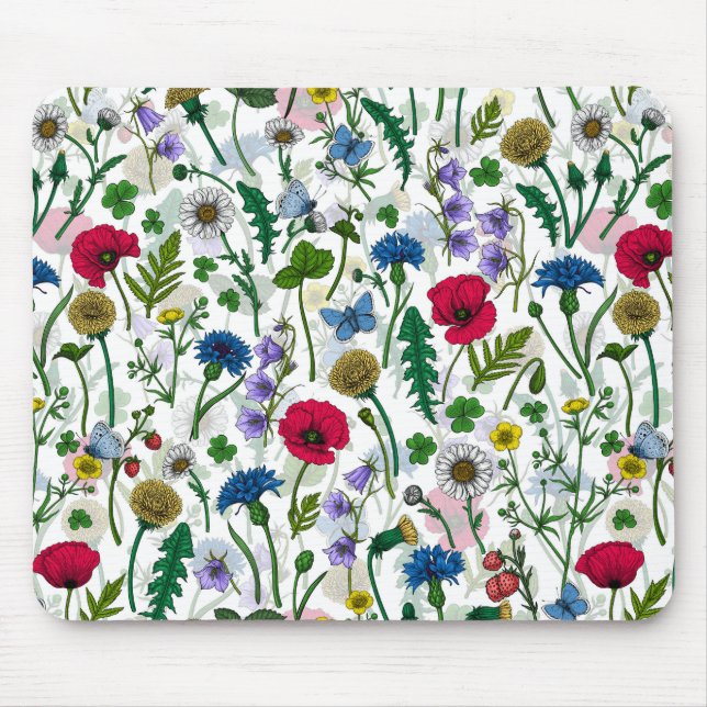 Wildflowers on off white mouse pad (Front)