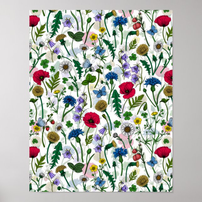 Wildflowers on off white poster (Front)